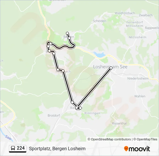 Автобус 224: карта маршрута