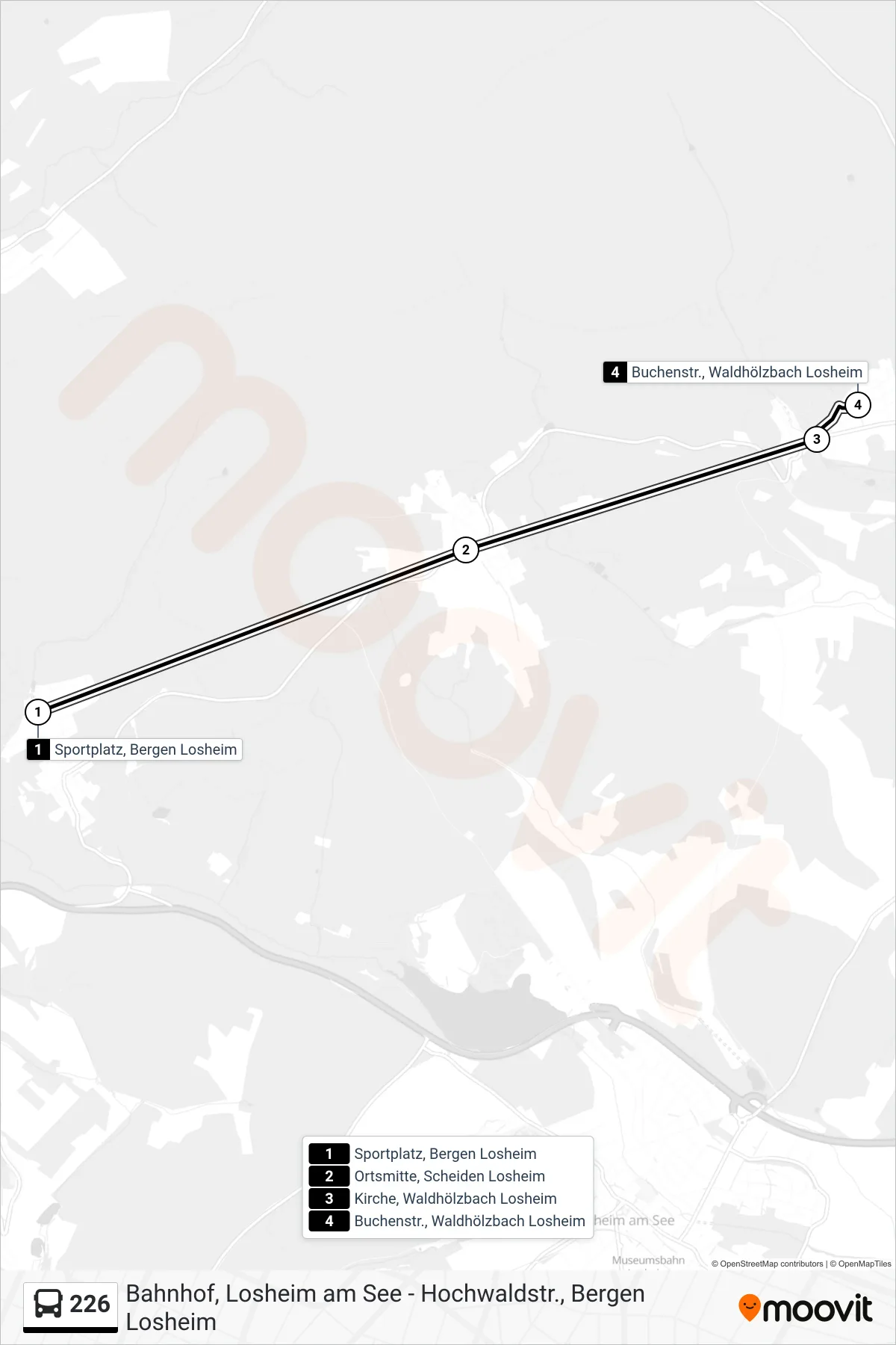 Linie 226 (Bus) Richtung Buchenstr., Waldhölzbach Losheim: Route und Haltestellen auf der Karte
