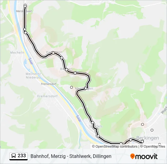 233 Bus Line Map