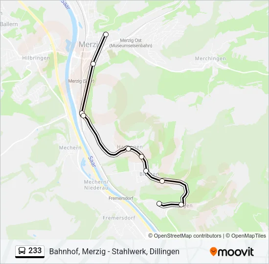 233 Bus Line Map