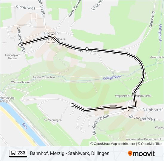 233 Bus Line Map