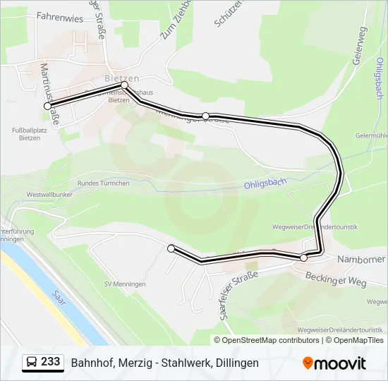 233 Bus Line Map