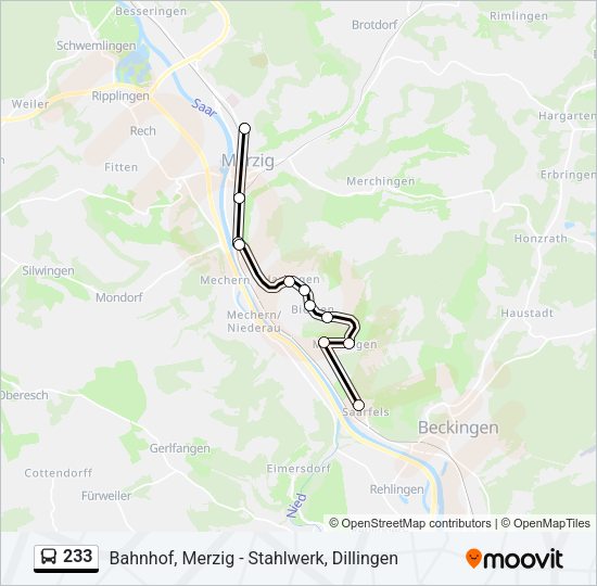233 Bus Line Map