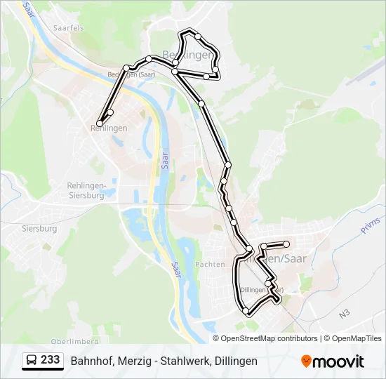 233 Bus Line Map