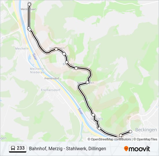 233 Bus Line Map