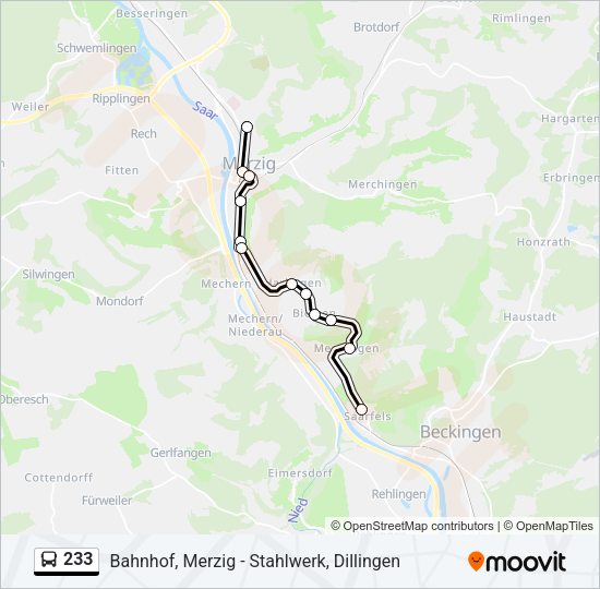 233 Bus Line Map