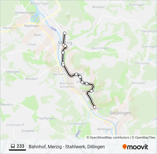 233 Bus Line Map