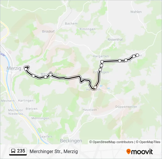 Автобус 235: карта маршрута