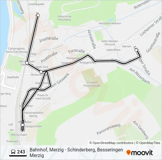 Buslinie 243 Karte