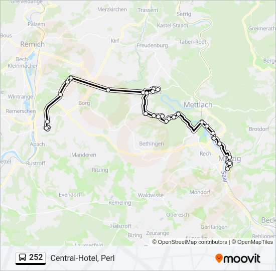 Автобус 252: карта маршрута