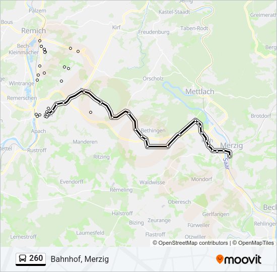 Автобус 260: карта маршрута