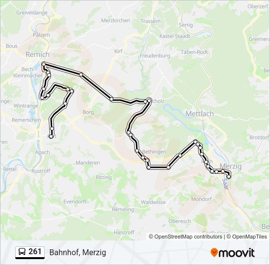 Автобус 261: карта маршрута