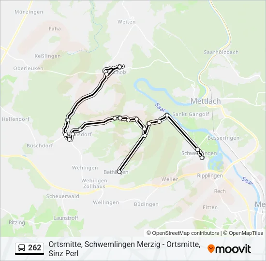 Buslinie 262 Karte