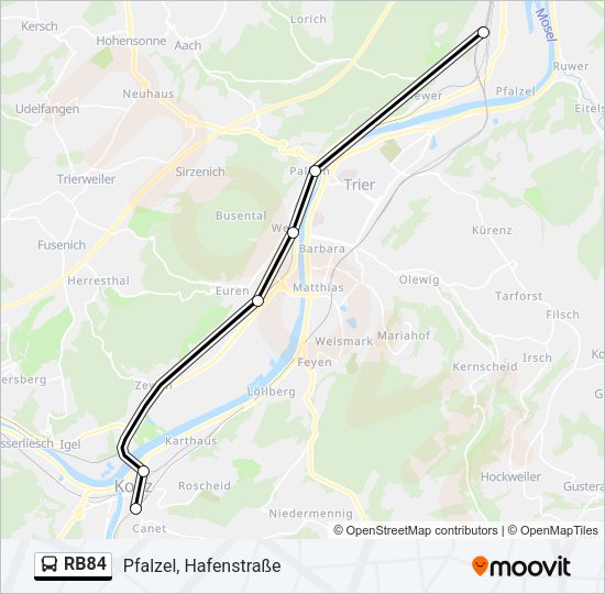 RB84 Bus Line Map