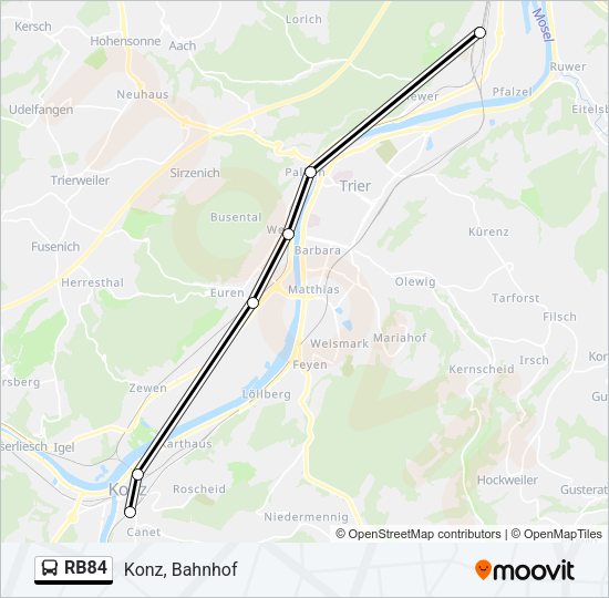 RB84 Bus Line Map