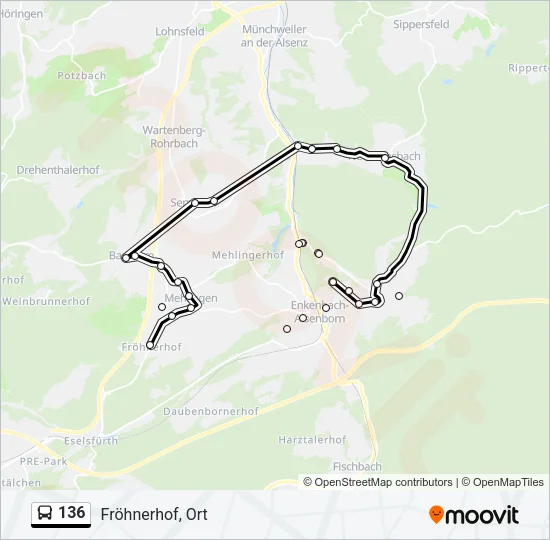 136 Bus Line Map