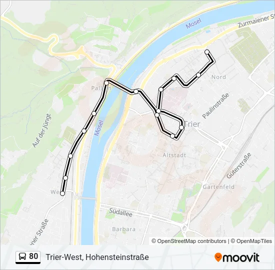 80 Bus Line Map