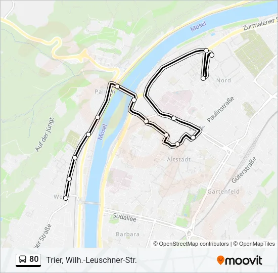 80 Bus Line Map