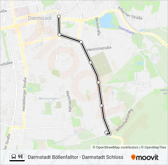 9E Bus Line Map