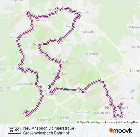 69 Bus Line Map
