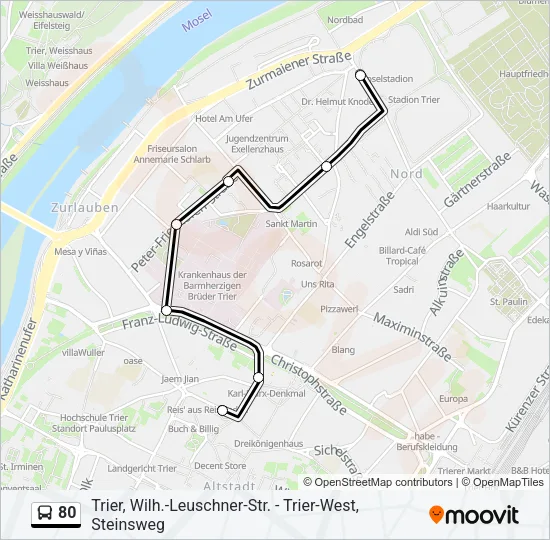 80 Bus Line Map