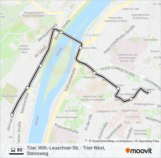 80 Bus Line Map
