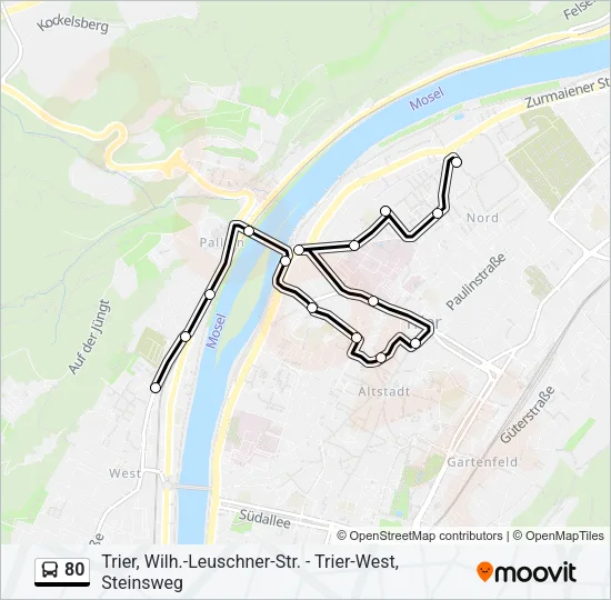80 Bus Line Map