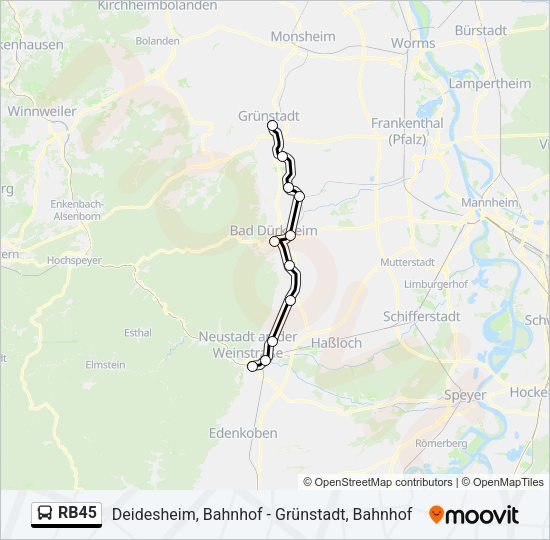 RB45 Bus Line Map