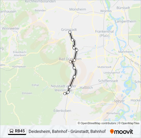 RB45 Bus Line Map