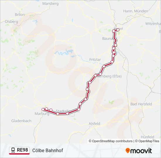 RE98 Train Line Map