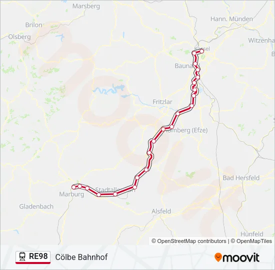 RE98 Train Line Map