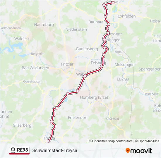 RE98 Train Line Map