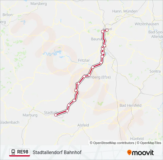 RE98 Train Line Map