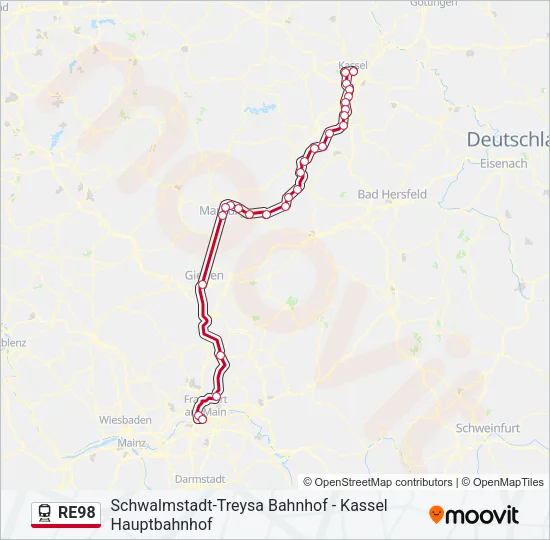 RE98 Train Line Map