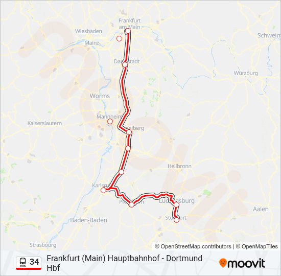 Поезд 34: карта маршрута