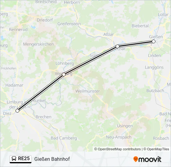 RE25 Bus Line Map