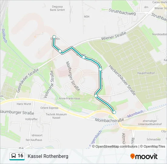 16 Bus Line Map