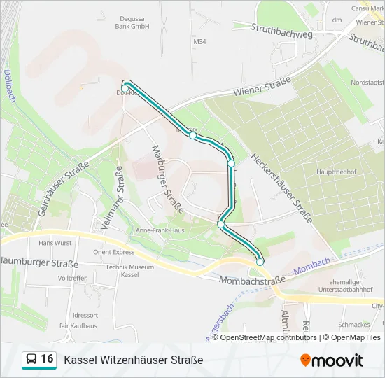 16 Bus Line Map