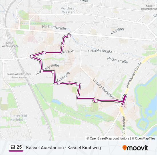 Автобус 25: карта маршрута