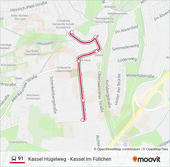 Автобус 91: карта маршрута