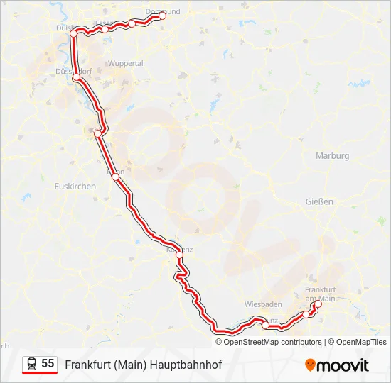 Поезд 55: карта маршрута