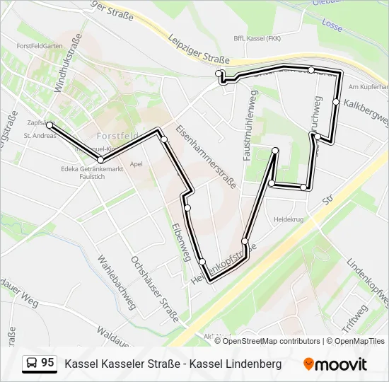 Автобус 95: карта маршрута