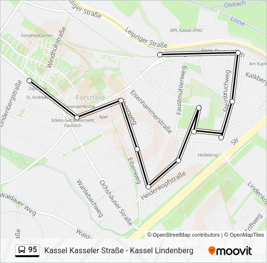 Автобус 95: карта маршрута