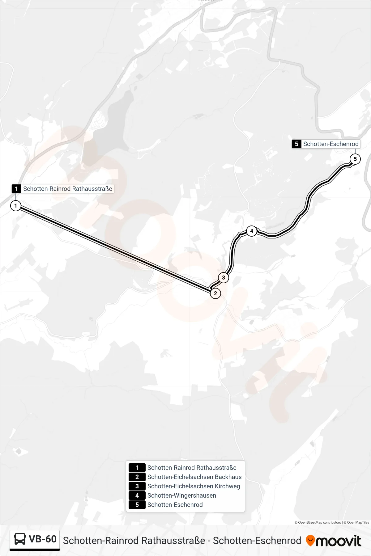 Linie VB-60 (Bus) Richtung Schotten-Eschenrod: Route und Haltestellen auf der Karte