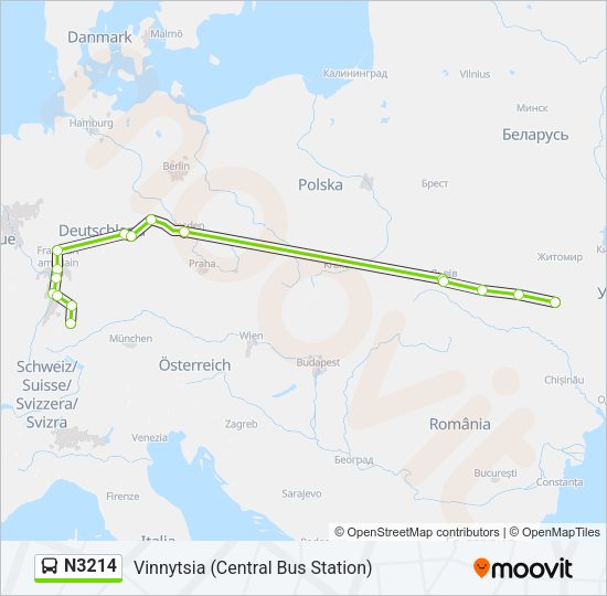 Автобус N3214: карта маршрута