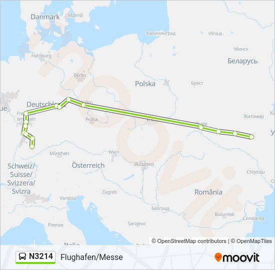 Автобус N3214: карта маршрута