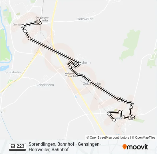223 Bus Line Map
