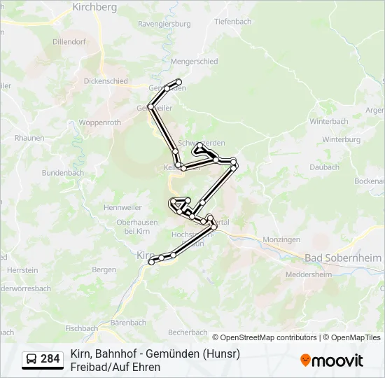 284 Bus Line Map
