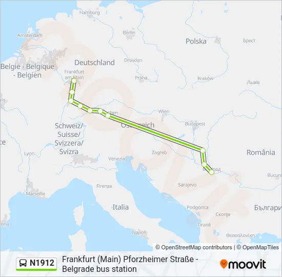 N1912 Bus Line Map