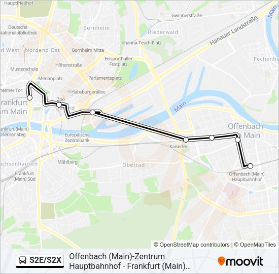 Автобус S2E/S2X: карта маршрута
